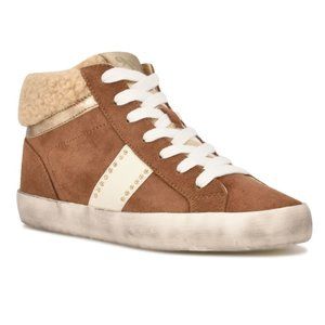 Nine West Stunnah Womens Cognac High Top Distress Outsole Sneaker SZ 8 New w/Box